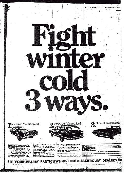 1969 Cougar Snow-Pac Special Ad