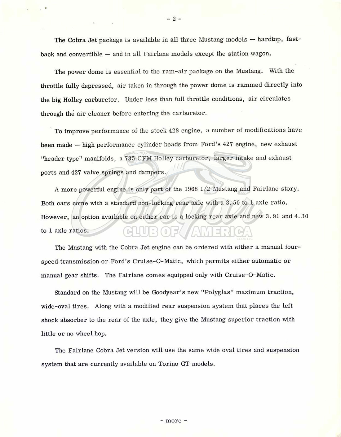 Ford Press Release for the 428 Cobra Jet Engine 04-15-1968
