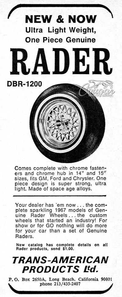 1968 Mercury Cougar XR7-G Radar Wheels Ad