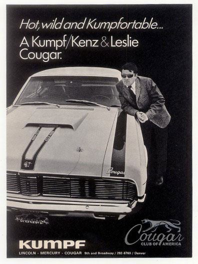 1969 Kumpf / Kenz & Leslie Special Mercury Cougar Ad