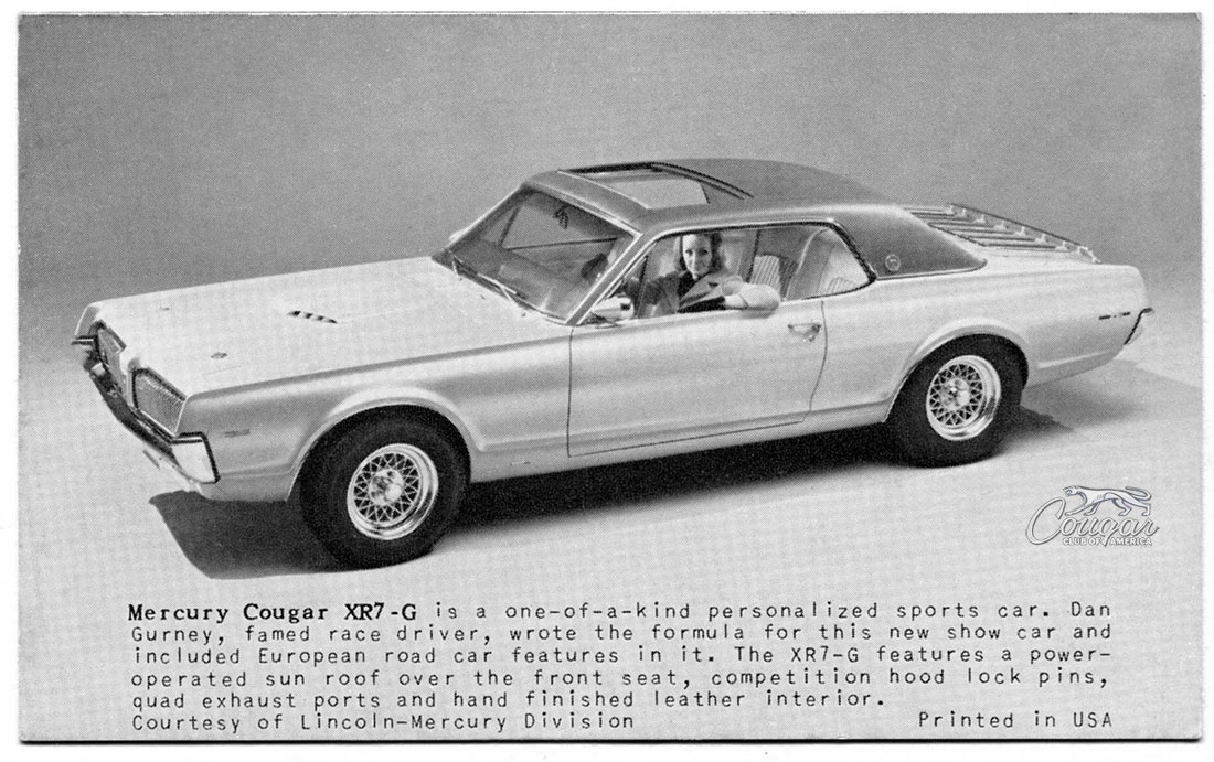 1968 Mercury Cougar XR7-G Prototype Ad Card