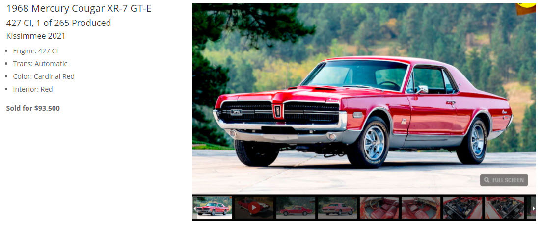 Mecum Auctions 1968 Mercury Cougar GT-E