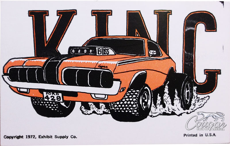 King-1970-Mercury-Cougar-Arcade-Card-1972-Exhibit-Supply-Co-Orange