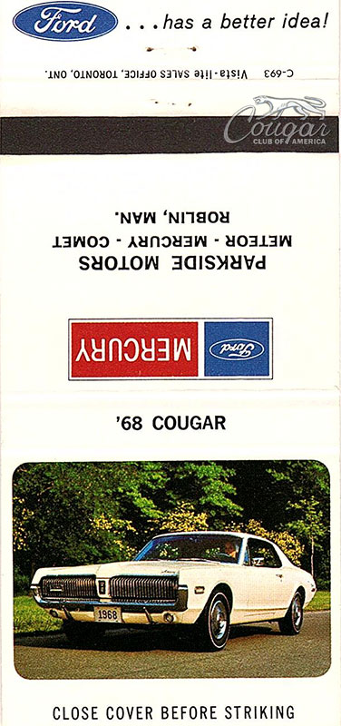1968-Parkside-Motors1968-Cougar-Matchbook
