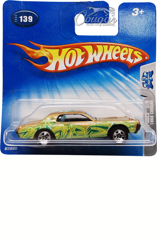 2004-Hot-Wheels-1968-Cougar-Tag-Rides-Short-Card-Gold-&-Green