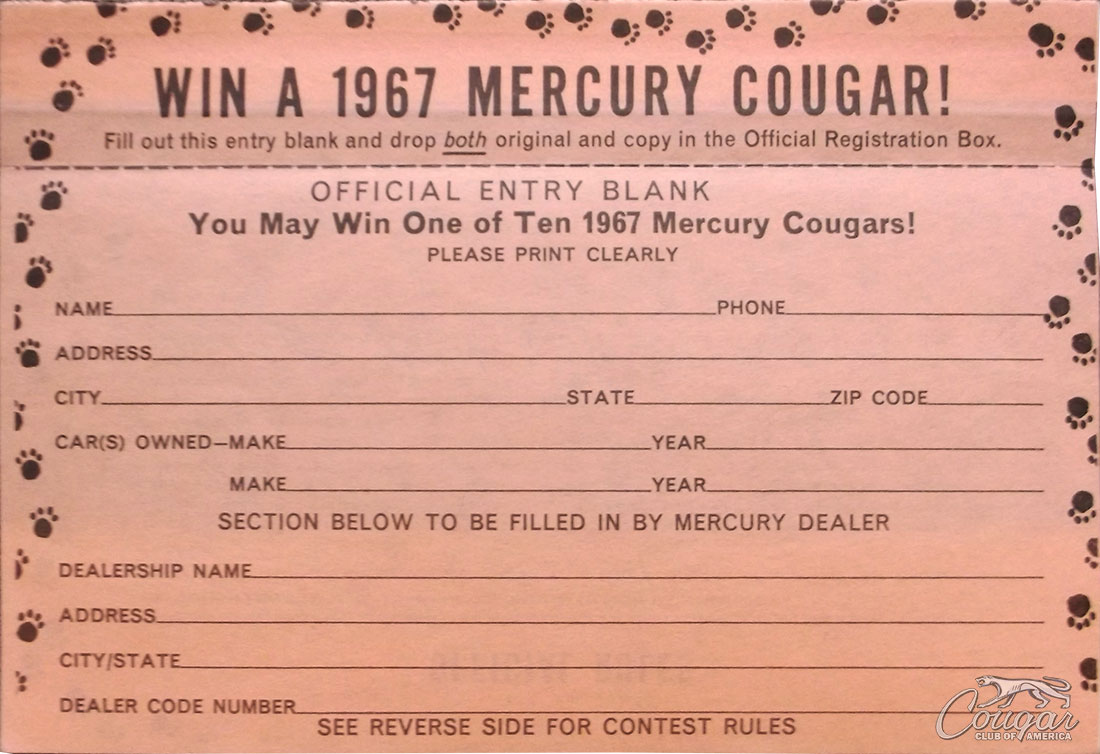 Win-a-1967-Mercury-Cougar-Official-Entry-Blank